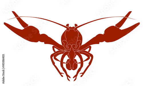 Vector illustration. Maroon crayfish. Hand drawing.