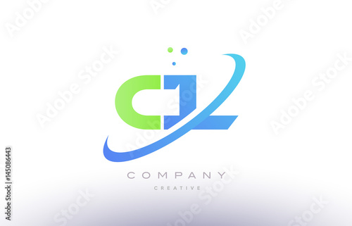cl c l alphabet green blue swoosh letter logo icon design