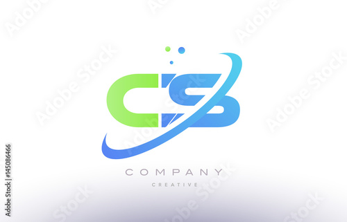 cs c s alphabet green blue swoosh letter logo icon design photo