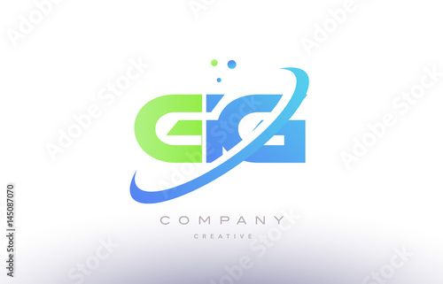 gg g g alphabet green blue swoosh letter logo icon design