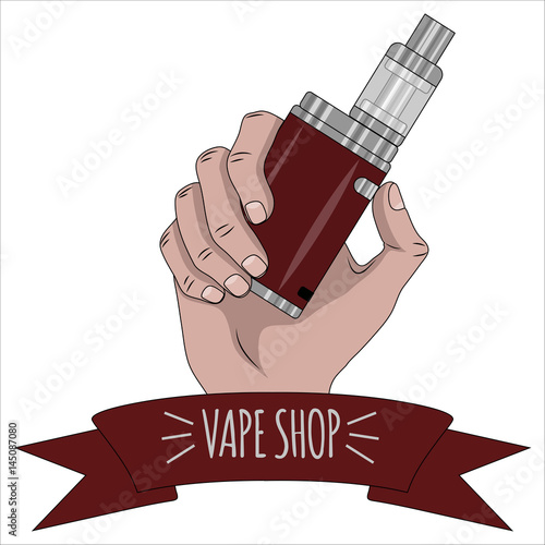 Vape Shop Icon And Letters Hipster Style Vector Graphic.