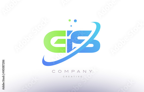 gs g s alphabet green blue swoosh letter logo icon design