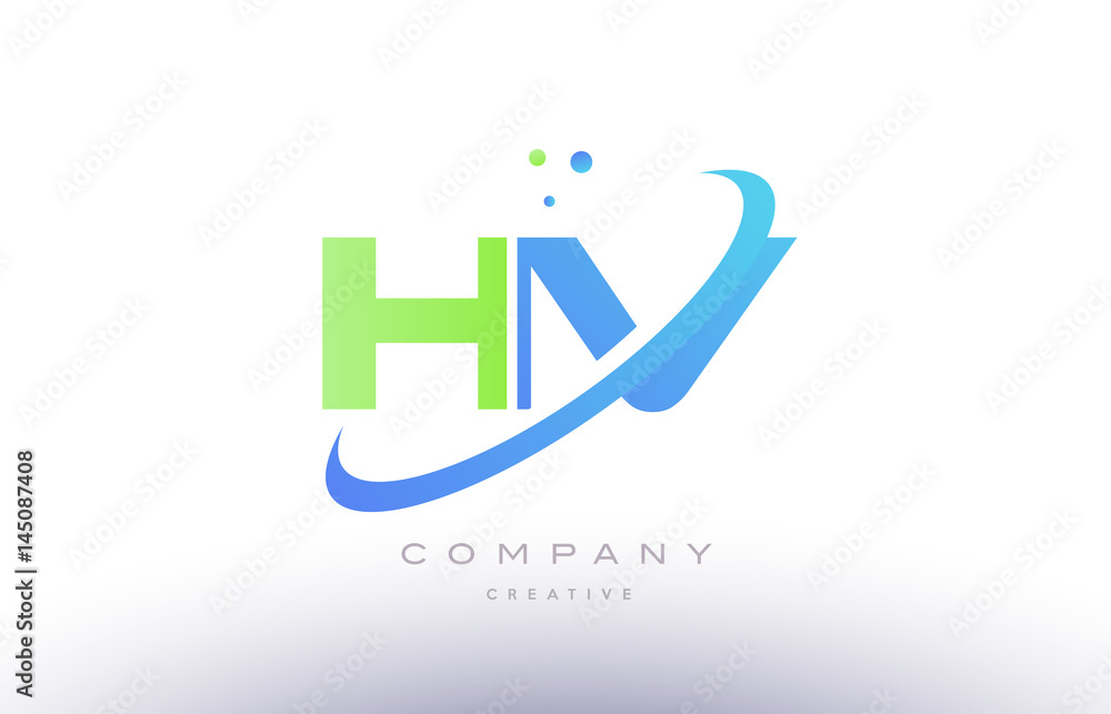 hv h v alphabet green blue swoosh letter logo icon design hv h v alphabet green blue swoosh letter logo icon design