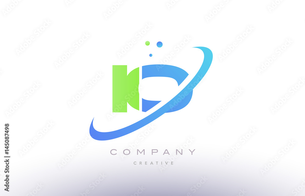 io i o alphabet green blue swoosh letter logo icon design