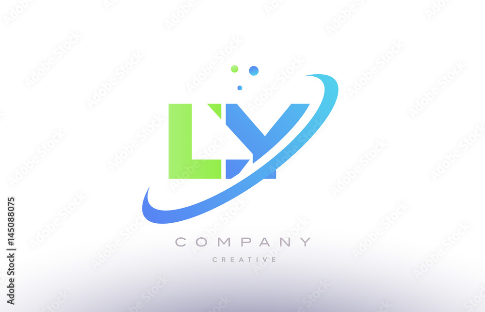 ly l y alphabet green blue swoosh letter logo icon design Stock Vector ...