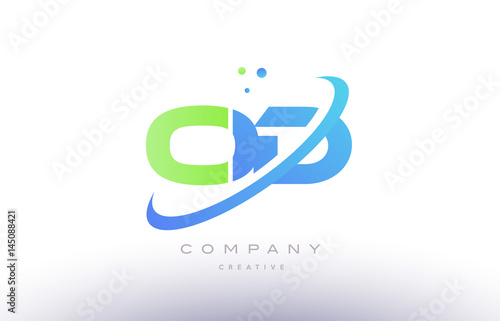 od o d alphabet green blue swoosh letter logo icon design