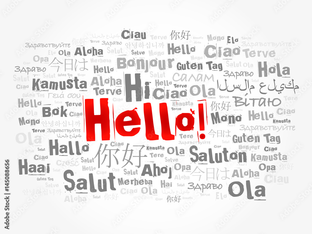 Hello word cloud in different languages of the world, background concept Hello word cloud in different languages of the world, background concept