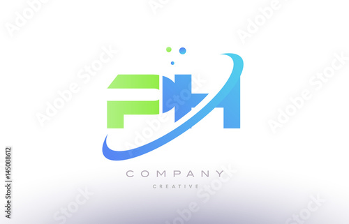 ph p h alphabet green blue swoosh letter logo icon design
