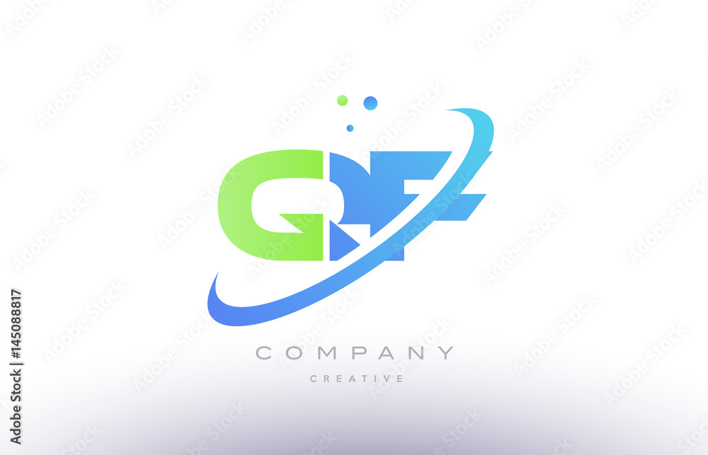 qf q f alphabet green blue swoosh letter logo icon design qf q f alphabet green blue swoosh letter logo icon design