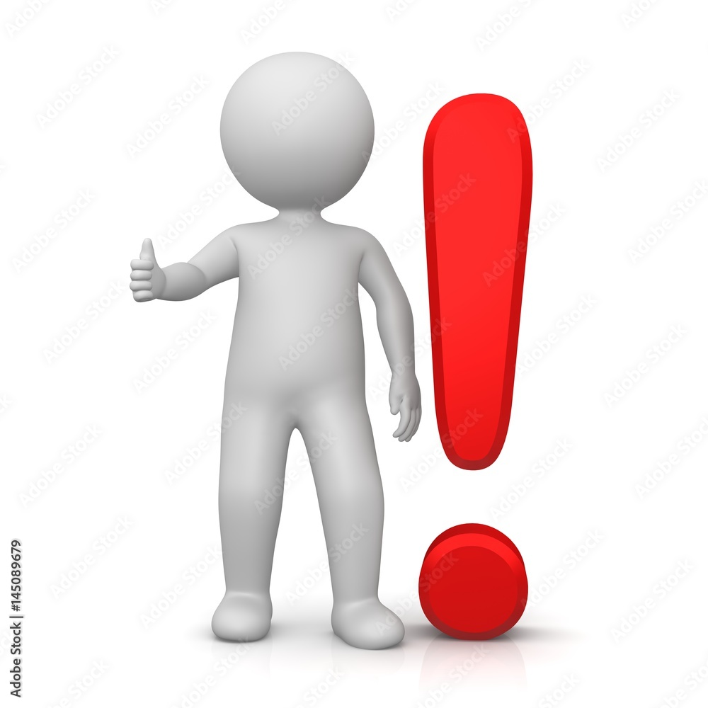 man 3d exclamation mark stickman red business symbol icon isolated on white background rendered in high resolution for print internet and presentation man 3d exclamation mark stickman red business symbol icon isolated on white background rendered in high resolution for print internet and presentation