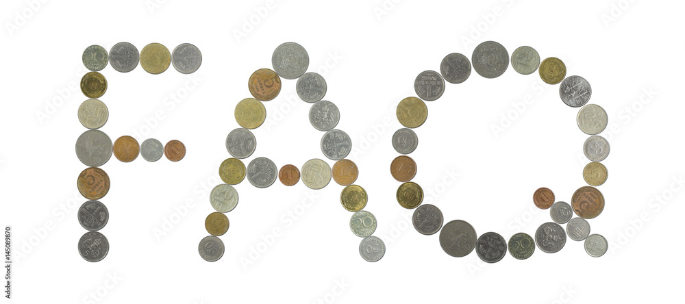 FAQ – Coins on white background FAQ – Coins on white background