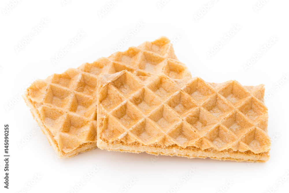 Waffle with crem isolated on white background. Waffle with crem isolated on white background.