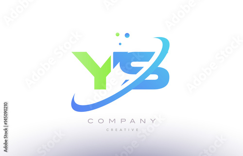ys y s alphabet green blue swoosh letter logo icon design