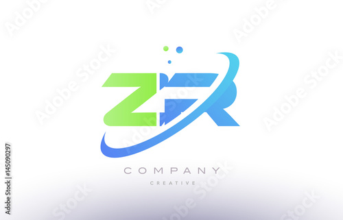 Tableau sur toile zr z r alphabet green blue swoosh letter logo icon design