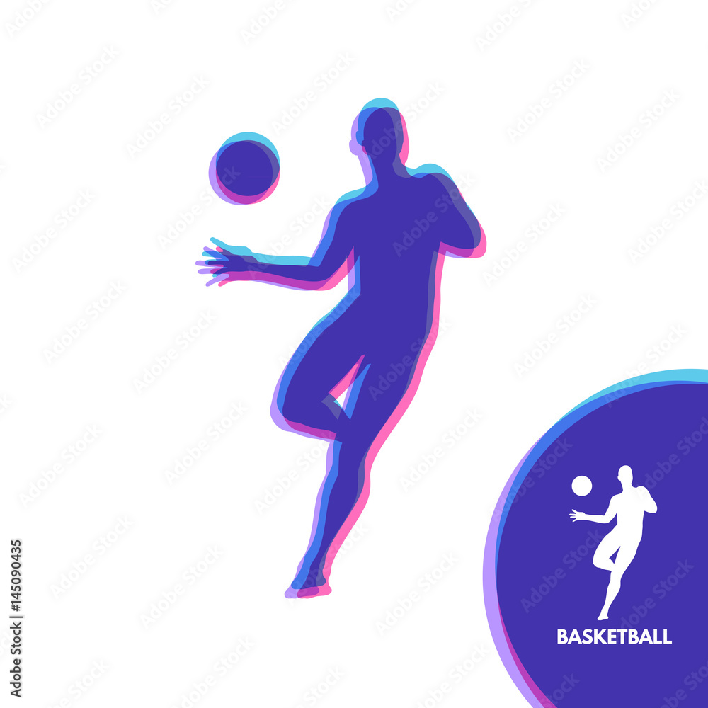 Basketball player with ball. Sport Symbol. Design Element. Vector Illustration. Basketball player with ball. Sport Symbol. Design Element. Vector Illustration.