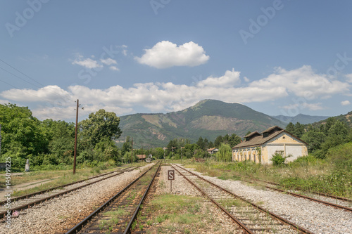 Empty railway near old railway station 
