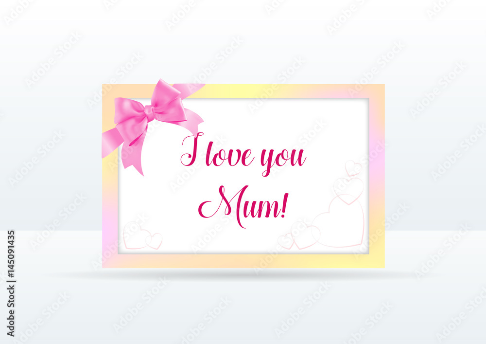 Mother's day card with pink bow