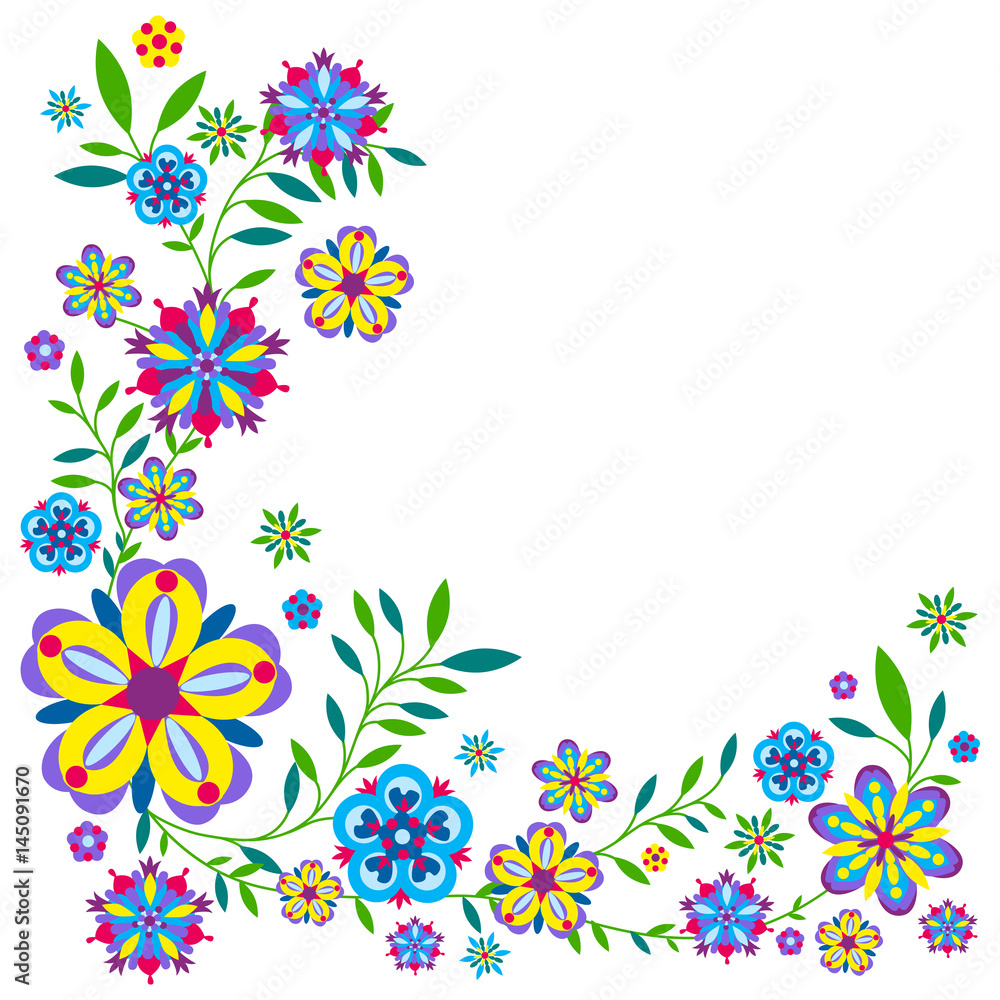 Plant pattern with flowers and leaves. Vector illustration