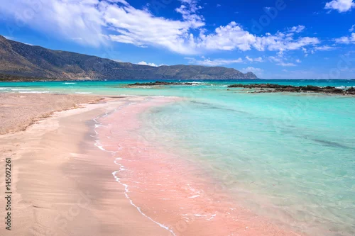 Obraz Elafonissi plaża z różowym piaskiem na Crete, Grecja