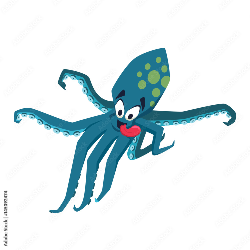 Fototapeta premium Cool octopus. Funny monster