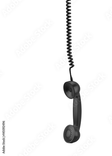 Photos Vintage black phone reciever on white background. 3d rendering