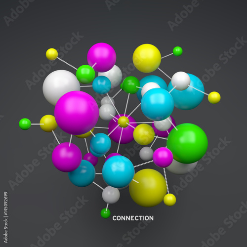 Molecule. 3D concept illustration. Vector template.