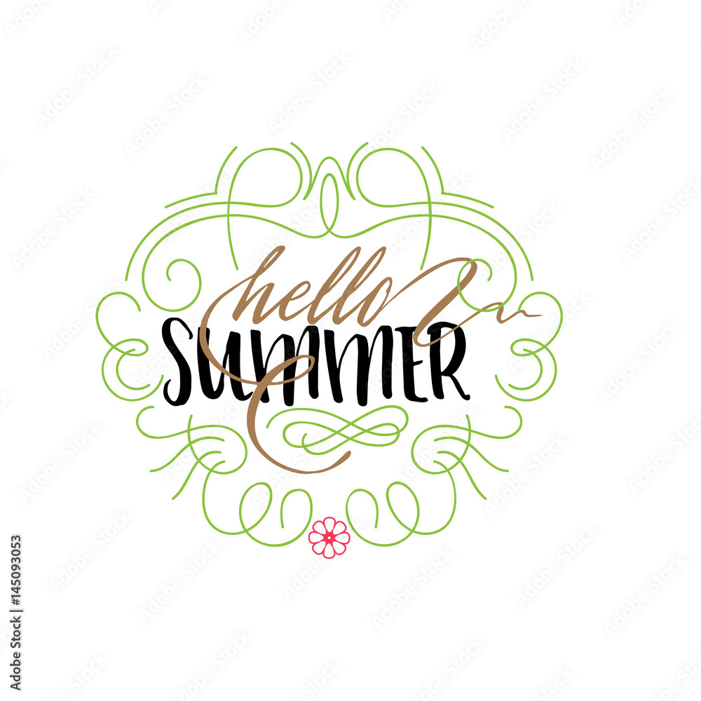 Summer - Handmade template. Isolated vector object logo is a badge for your design