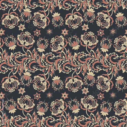 indian floral seamless pattern. vector background © antalogiya