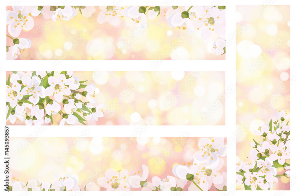 Vector blossoming branches of tree, spring banners. Vector blossoming branches of tree, spring banners.