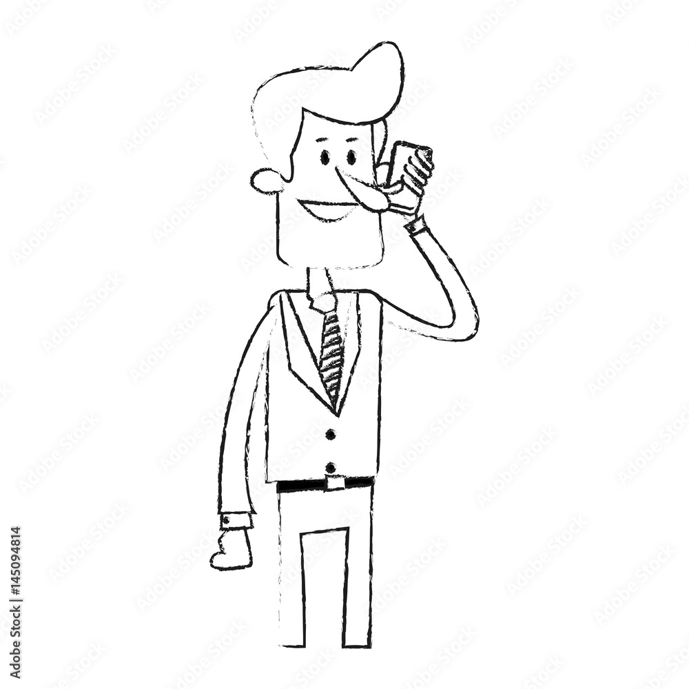 businessman making cellphone call icon image vector illustration design 