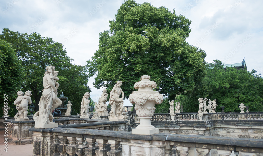 Ichly sculptured Rampart Pavilion. Zwinger Palace - Dresden, Germany