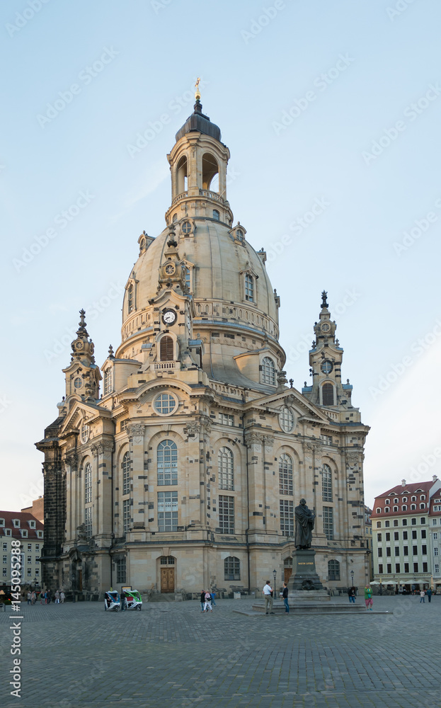 DRESDEN, GERMANY - 17 JUNE, 2015: Frauenkirche in the morning, Germany on 17 JUNE, 2015