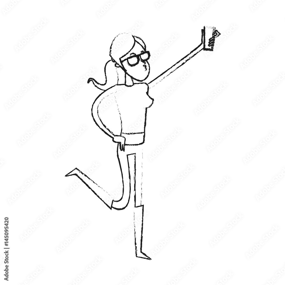 young woman posing for selfie cartoon icon image vector illustration design young woman posing for selfie cartoon icon image vector illustration design