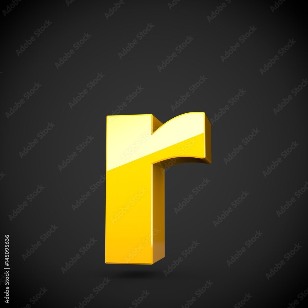 Glossy yellow paint letter R lowercase with softbox reflection Glossy yellow paint letter R lowercase with softbox reflection