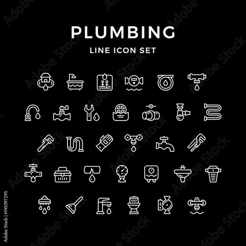 Set line icons of plumbing