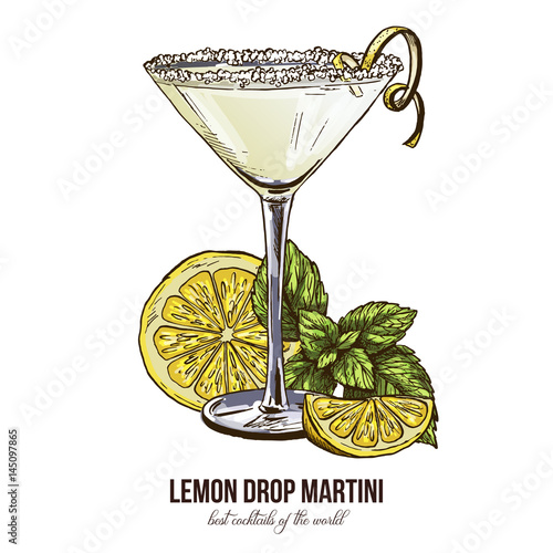 Lemon Drop Martini with mint leaves