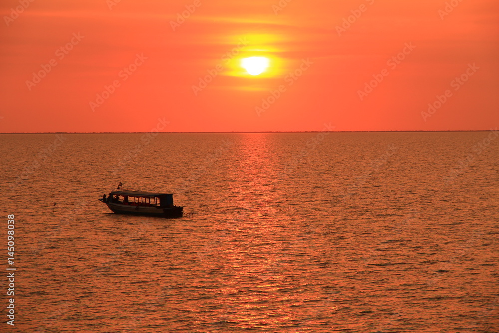 Sunset over Tonle Sap, Cambodia