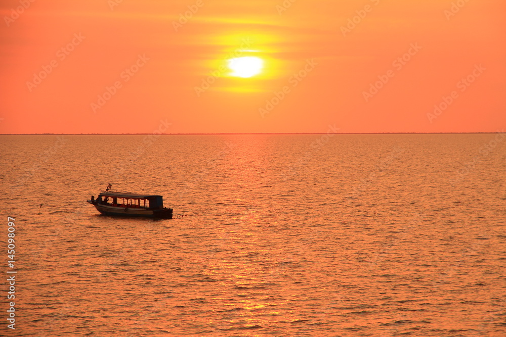 Sunset over Tonle Sap, Cambodia Sunset over Tonle Sap, Cambodia