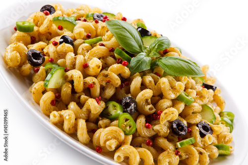 Pasta with colorful vegetalbes photo