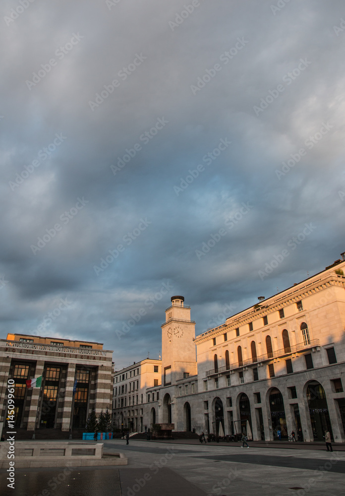 BRESCIA, ITALY - NOV 28, 2016: The panorama of Piazza della Vittoria square.