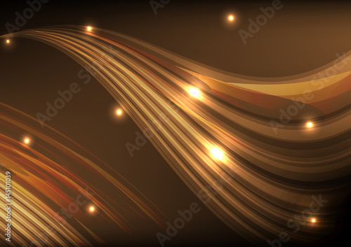 Orange light line wave abstract background vector