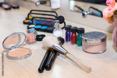 Different makeup items on the table