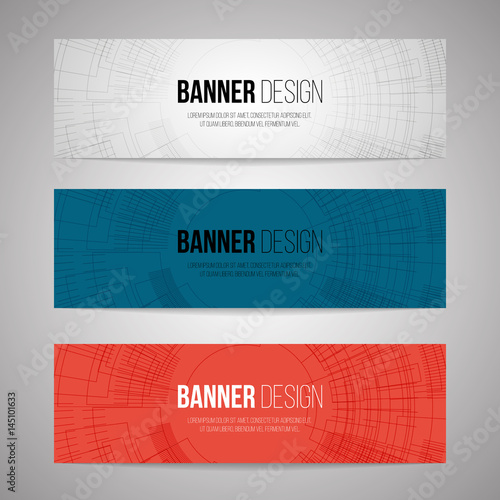 Horizontal banners backgrounds in three different colors. Vector