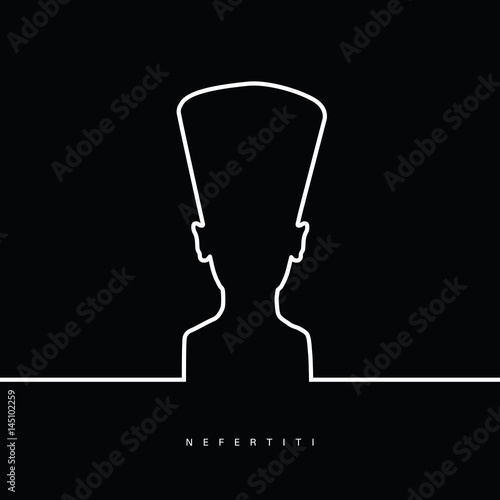 nefertiti face beauty in black and white color illustration