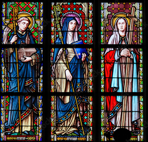 Stained Glass in Brussels Sablon Church - Catholic Saints