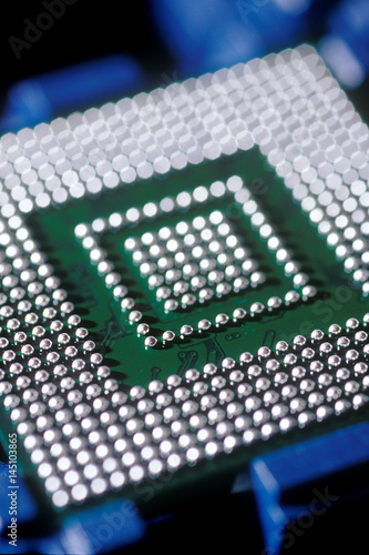 Close up of computer cpu chip with pins