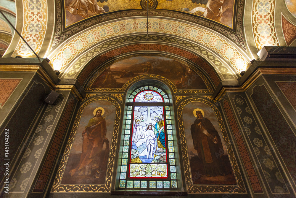 Interior of the Russian Orthodox Pahoria Biserica Alba church in Bucharest, Romania, Europe