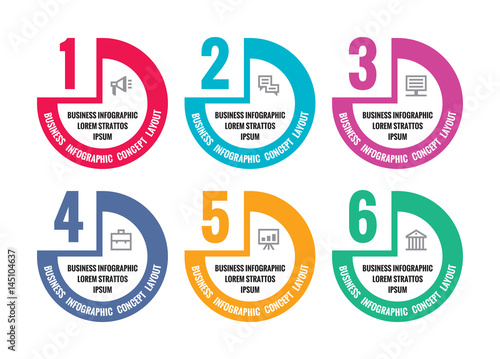 Infographic vector concept illustration for presentation, booklet, website and other design project. Step numbered options creative layouts. Abstract circle shapes and icons. 