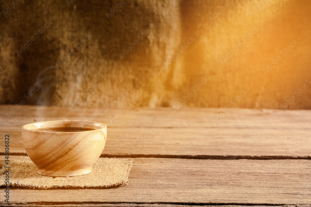 coffee cup on wood table coffee cup on wood table