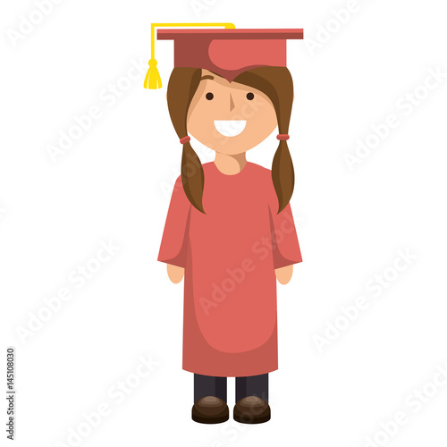 student woman graduated isolated icon vector illustration design